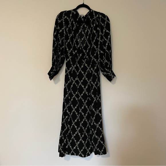 GANNI Crepe Button Wrap Dress - Picture 7 of 9